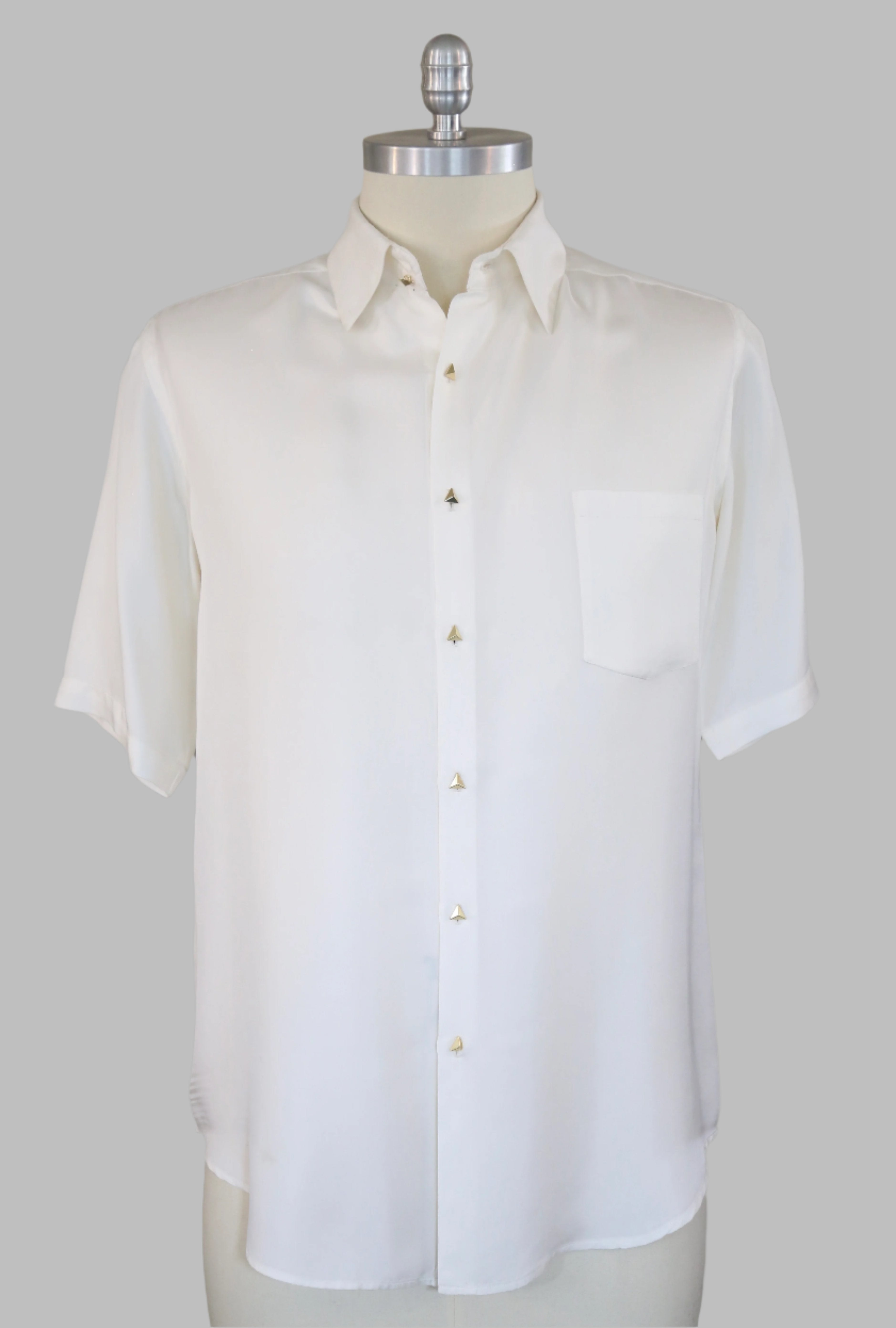 Button-up silk twill shirt