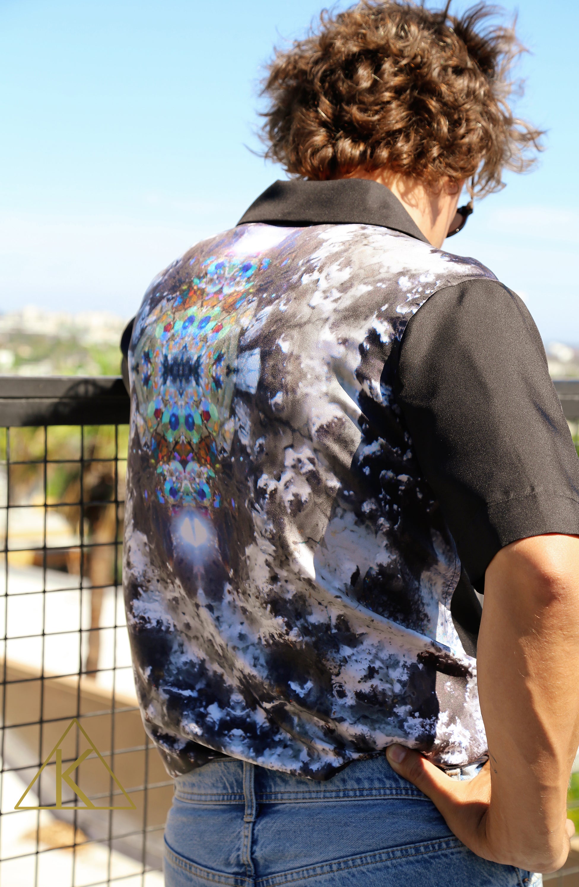 Black and Blueprint Short Sleeve Shirt