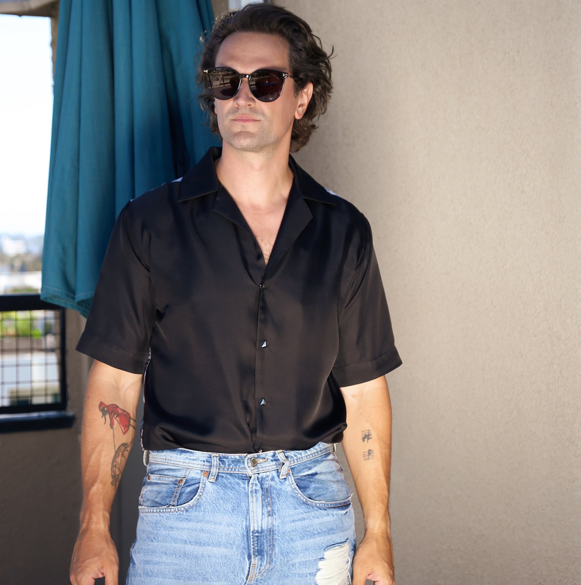 Black and Blueprint Short Sleeve Shirt