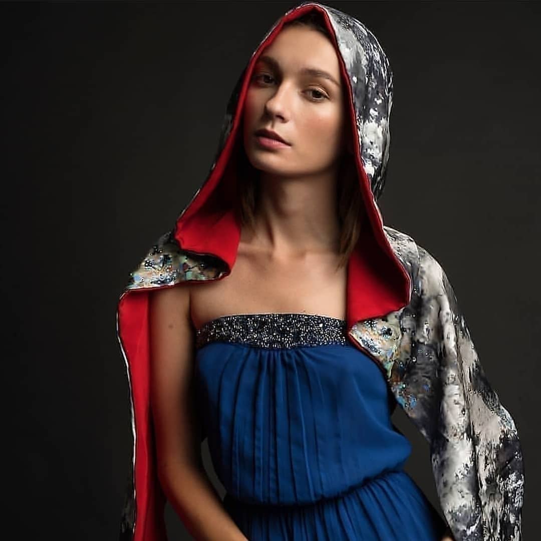 The Lovely in Red - Painted Silk Scarf