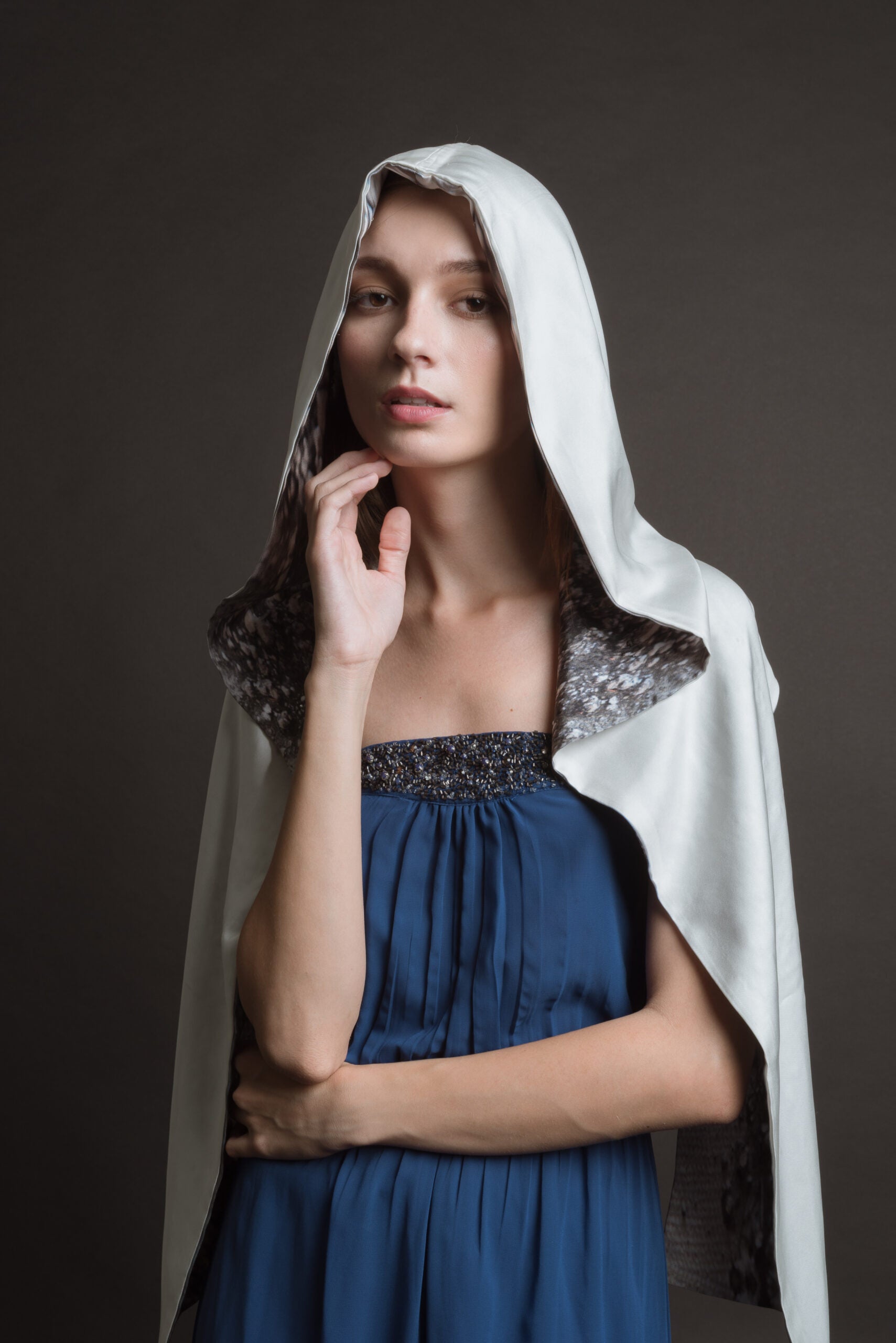 Blue Jadeite -Painted Scarf - Kimia Arya Silk