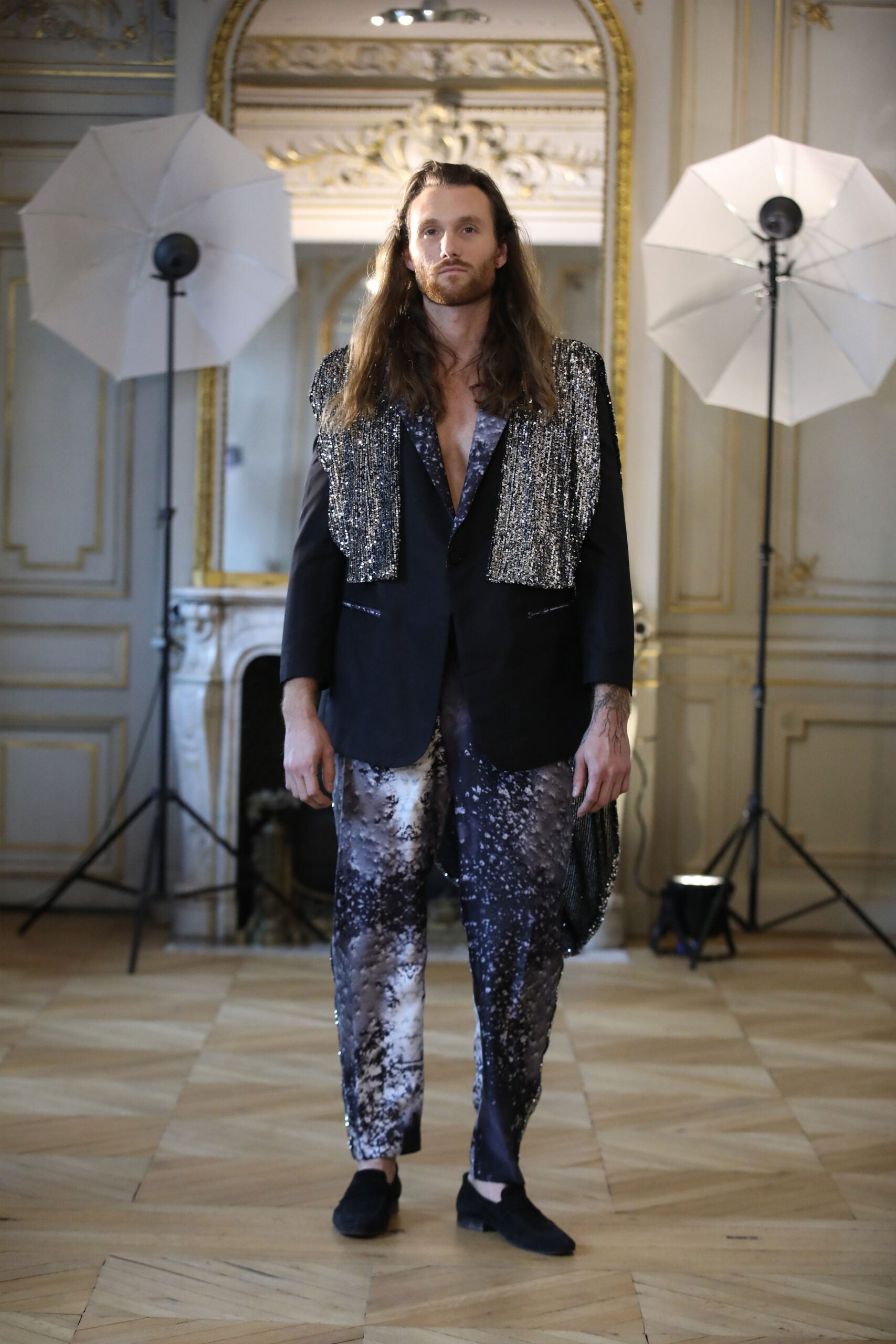 Naja Suit Jacket with Sequins Cape (removable)