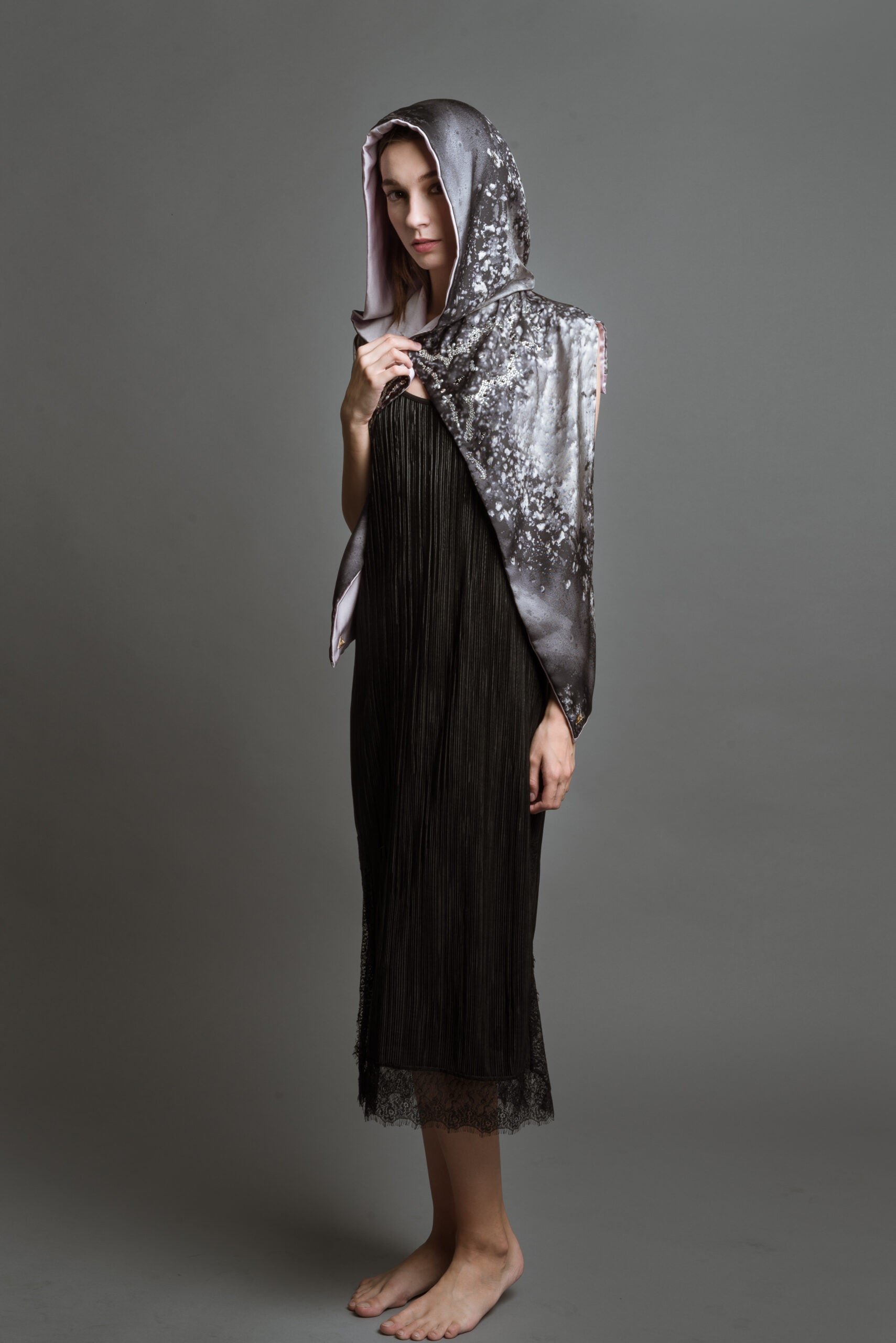 Precious Lilac - Painted Scarf - Kimia Arya Silk