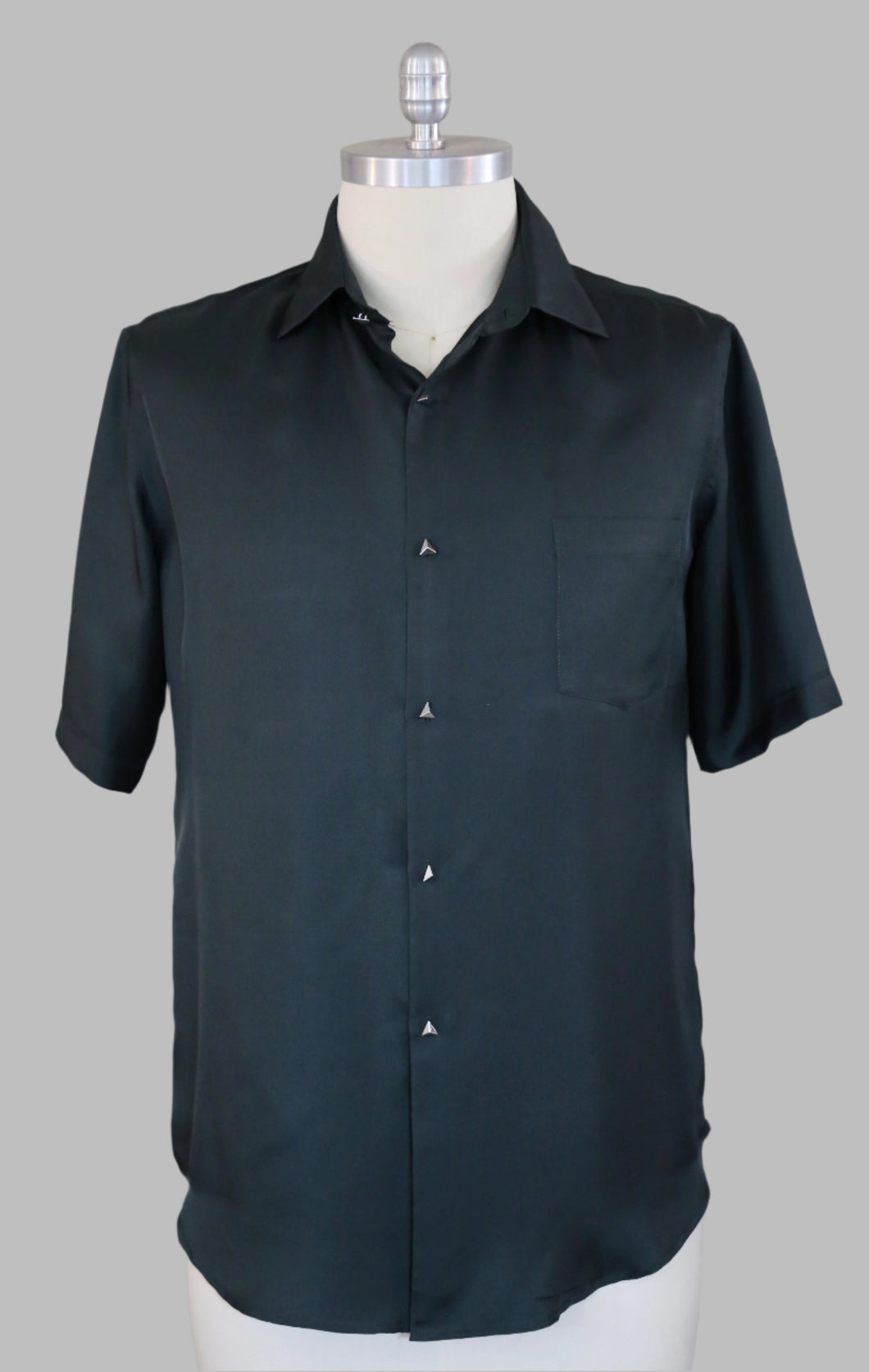 Button-up silk twill shirt