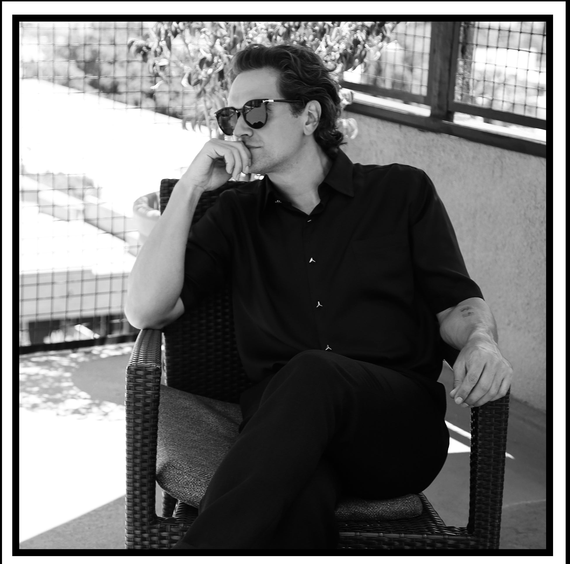 Black Button-Up Short Sleeve Shirt